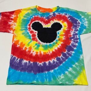 Gildan Kids Rainbow Tie-Dye Shirt with Mickey Mouse Design